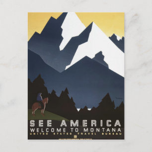Vintage Se America Montana WPA Travel Vykort