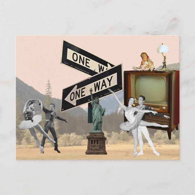 Vintage Se American Collage Vykort (Framsida)