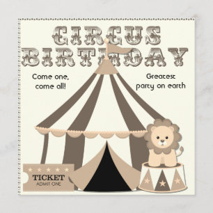 Vintage Se Anpassningsbar Circus födelsedagsinbjud Inbjudningar