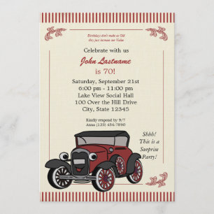 Vintage Se Antique Car Birthday Inbjudan