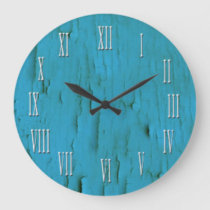 Vintage Se Aqua Blue Distress Clock Stor Klocka
