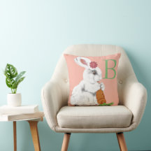 Vintage Se Baby Bunny Alphabet Brev Child Rosa