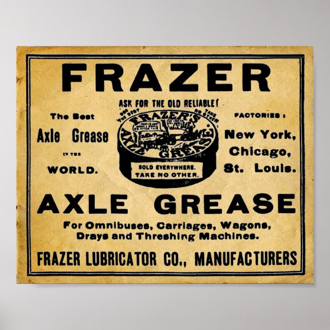 Vintage Se Frazers Axel Grease Automotive Print Poster (Framsidan)