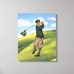 Vintage, se Golfer Golf Canvastryck