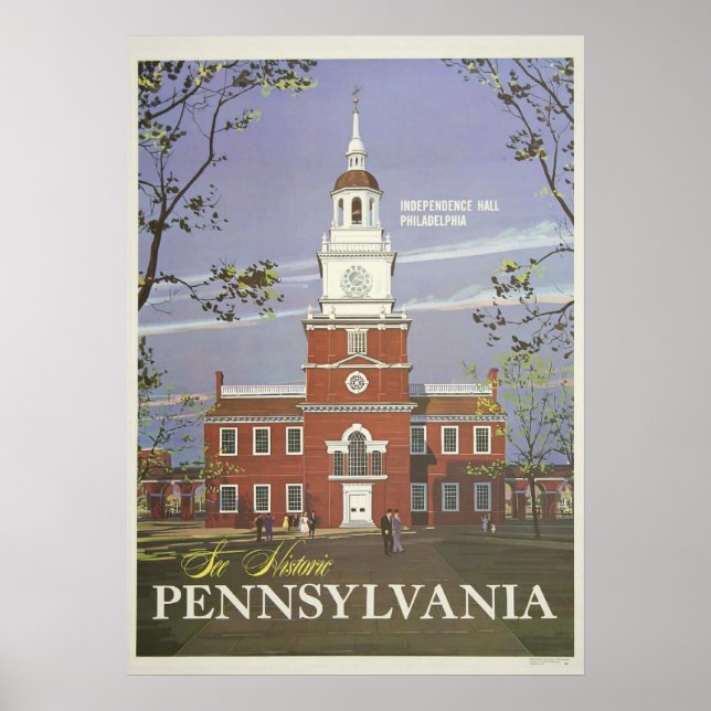 Vintage Se Historik Pennsylvania USA Travel Poster (Framsidan)