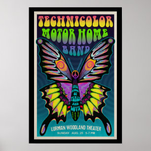Vintage Se Psychedelic Butterfly TMH-konsert Poster