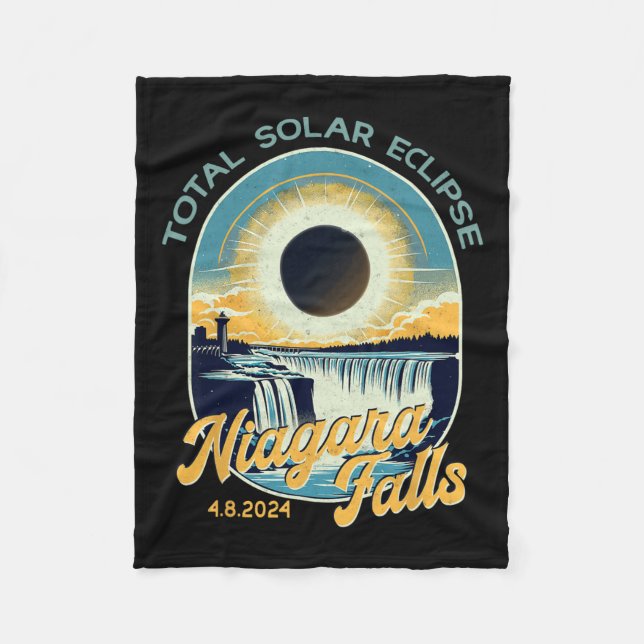 Vintage Se totalt Solar Eclipse Niagara Falls Fleecefilt (Framsidan)