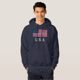 Vintage Se US Flagga (vit text) Hoodie