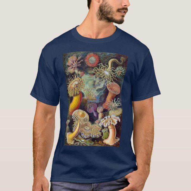 Vintage Sea Anemones, Actiniae, Ernst Haeckel T Shirt (Framsida)