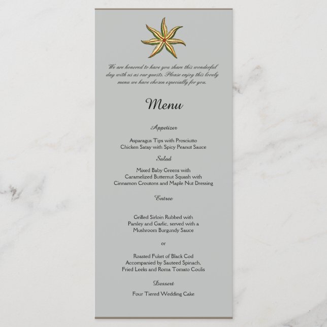 Vintage Sea Animals Beach Wedding Menu Meny (Framsida)