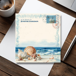 Vintage Sea Beach Travel Frimärke Anteckningsblock