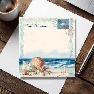 Vintage Sea Beach Travel Frimärke Anteckningsblock