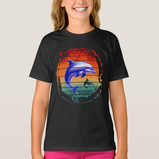 Vintage Sea CreatDolphins T Shirt (Framsida)