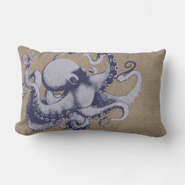 Vintage Sea Creator Octopus Lumbarkudde (Framsida)