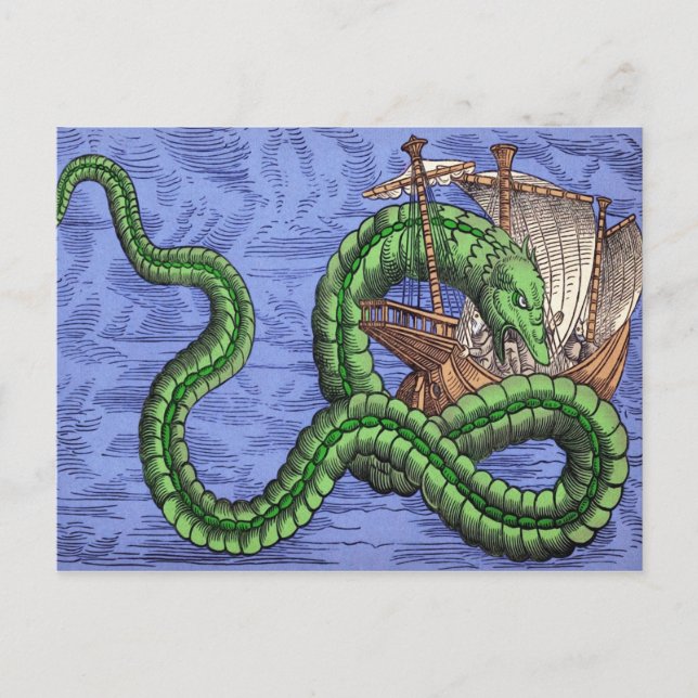 Vintage Sea Dragon Postcard Vykort (Framsida)