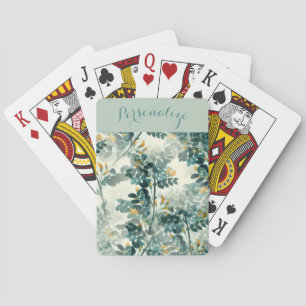 Vintage Sea Grönt Foliage Löv Elegant Mönster Casinokort