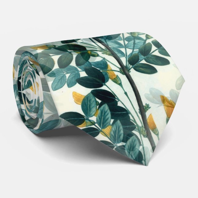 Vintage Sea Grönt Foliage Löv Elegant Mönster Slips (Rullad)