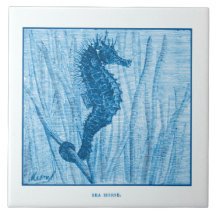 Vintage Sea Horse Delft Blue Netherlands Stil Naut