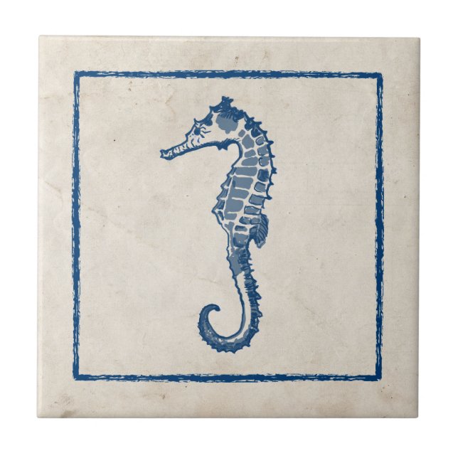 Vintage Sea Horse Kakelplatta (Framsidan)