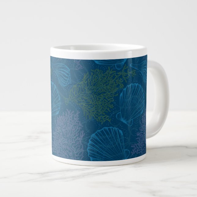 Vintage Sea Mönster Jumbo Mugg (Framsida höger)