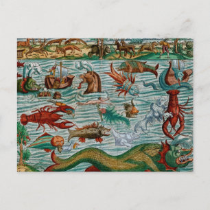 Vintage Sea Monsters Vykort