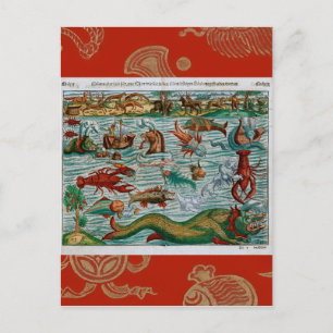Vintage Sea Monsters Vykort