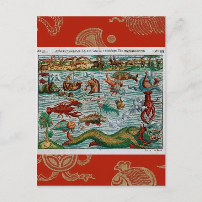 Vintage Sea Monsters Vykort (Framsida)