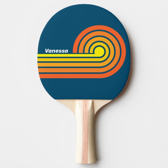 Vintage Sea Sun Curl-ränder med namn Pingisracket (Framsidan)