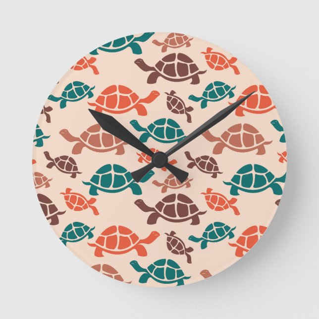 Vintage Sea Turtle Round Clock Rund Klocka (Framsida)