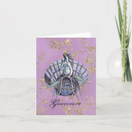 Vintage Sea Witch Collage Lila & Guld Note Cards Anteckningskort