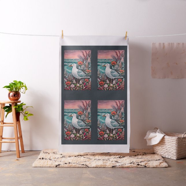 Vintage Seagull Coastal Garden Cut-and-Sew Tyg (In Situ)