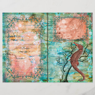 Vintage Seahorse and Lobster Journal Page