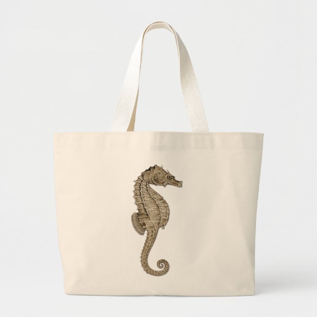 Vintage Seahorse Illustration Jumbo Tygkasse (Framsidan)