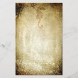 Vintage, seahorse och bambu sepia-depåer brevpapper