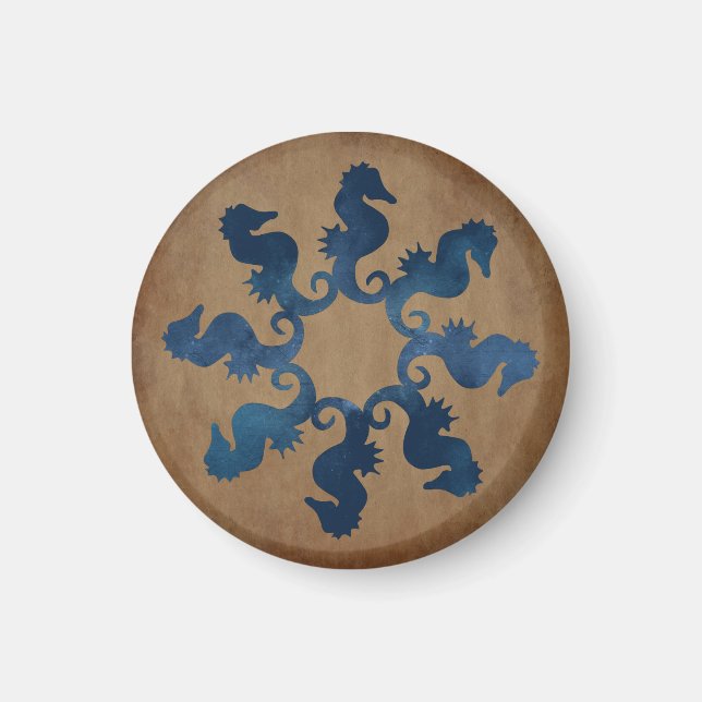 Vintage Seahorse Star Magnet (Framsidan)