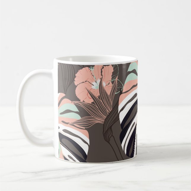 Vintage Seamless pattern. Contemporary tropical fl Kaffemugg (Vänster)