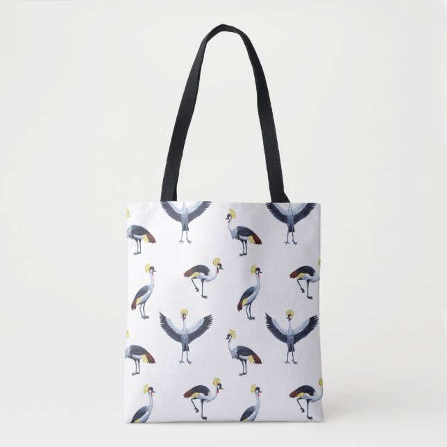 Vintage seamless pattern with crowned crane birds. tygkasse (Framsida)