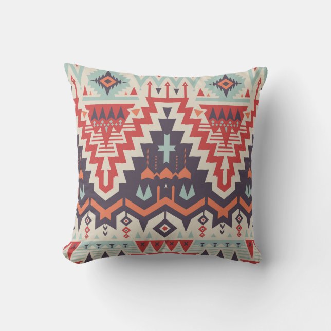 Vintage Seamless Tribal Mönster. Geometrisk etni Kudde (Framsida)