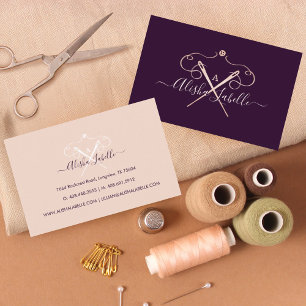 Vintage Seamstress Sewing Nål Monogram Visitkort
