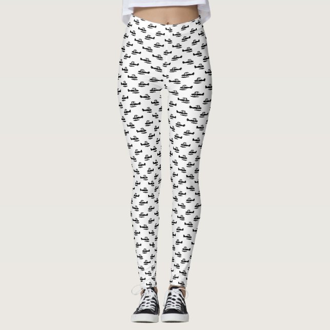 Vintage Seaplane-flygplan Flygplan Art ANPASSNINGS Leggings (Framsida)