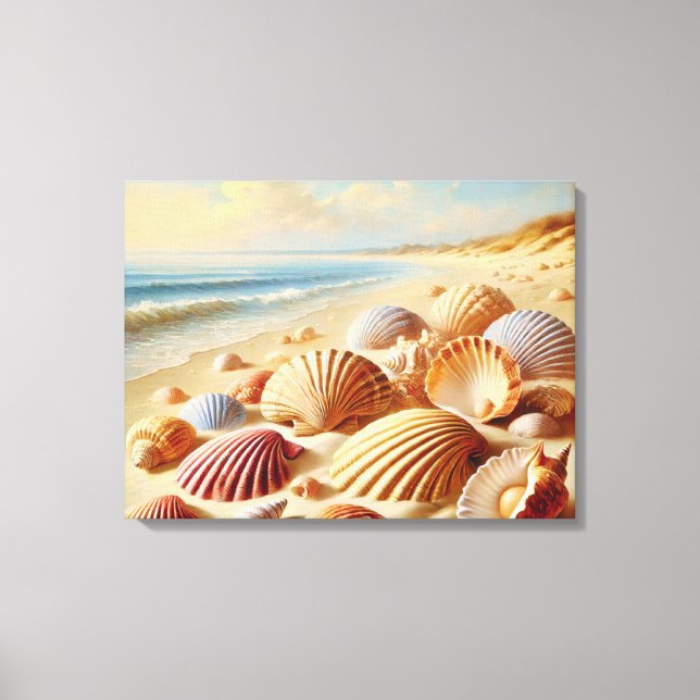 Vintage Seashell Beach Wall Art Canvastryck (Framsida)