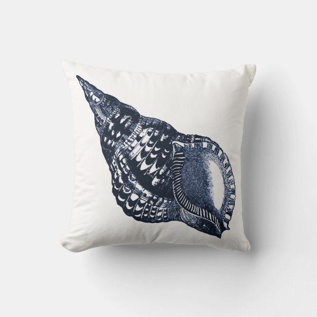 Vintage Seashell Blue Pillow Kudde (Framsida)