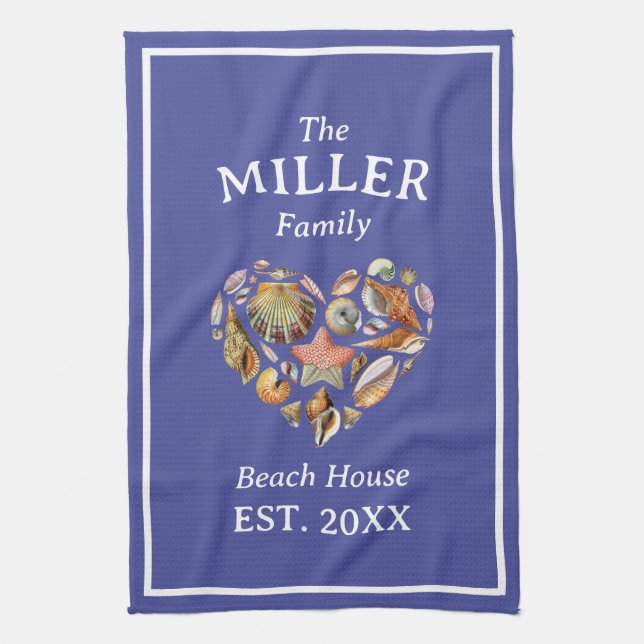 Vintage Seashell Family Beach House Kitchen Towel Kökshandduk (Vertikal)