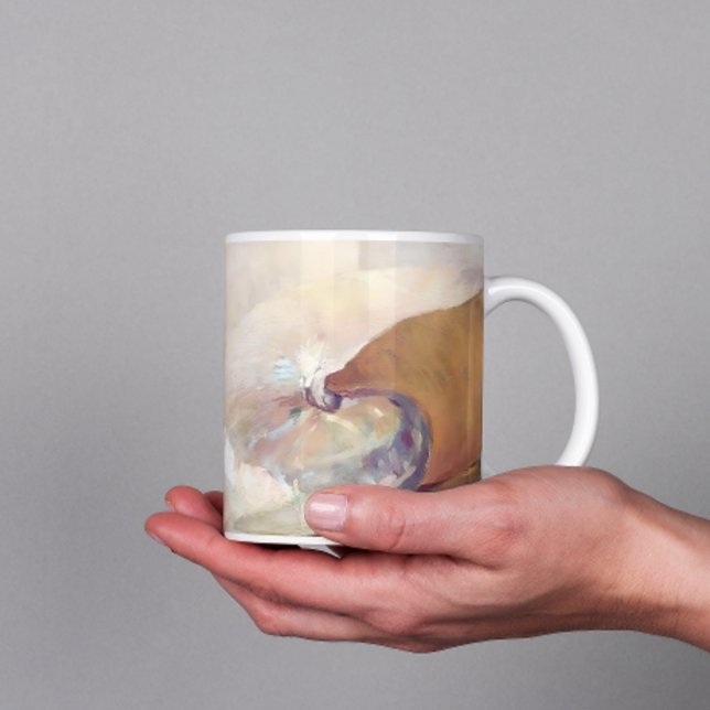 Vintage Seashell-målning, Neutralt Pastellfärgning Kaffemugg (Skapare uppladdad)