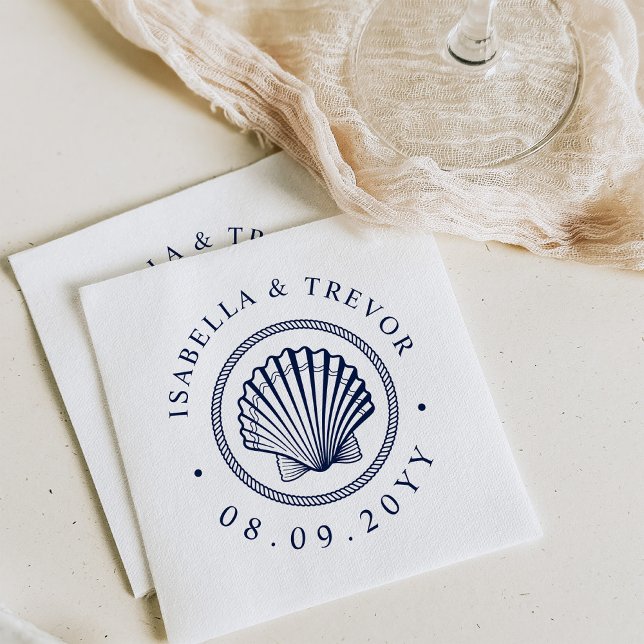 Vintage Seashell | Nautisk Bröllop Pappersservett (Skapare uppladdad)