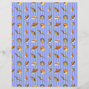 Vintage Seashell-skrotbok Papper Periwinkle Rand