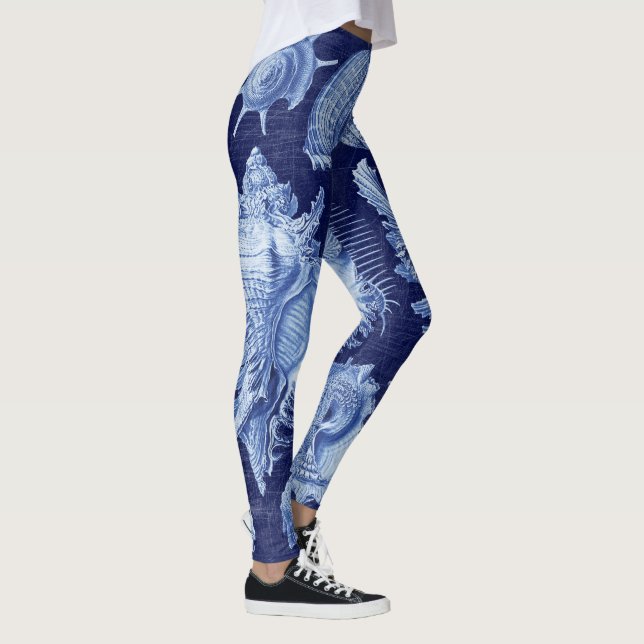 Vintage Seashells Blue Leggings (Höger)