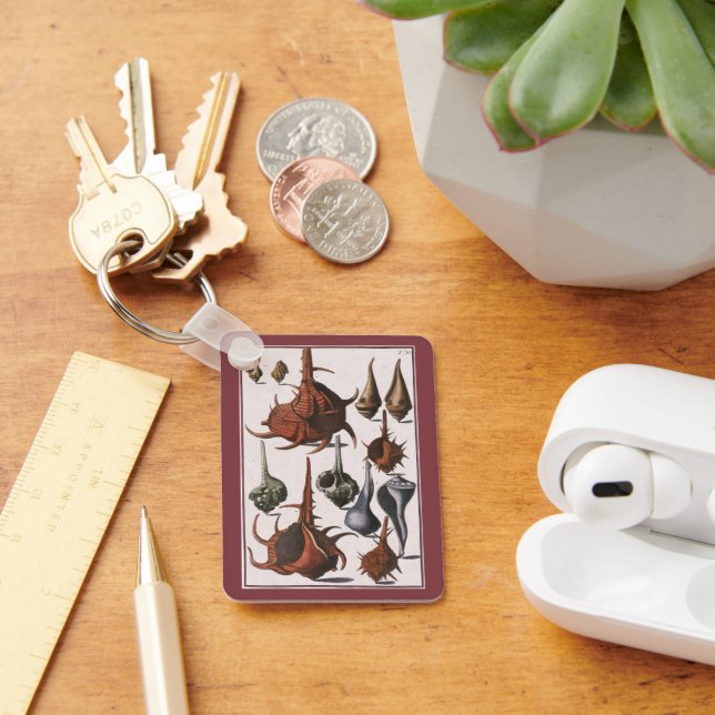 Vintage Seashells, marinliv, Snäckor i havet Nyckelring (Skrivbord)