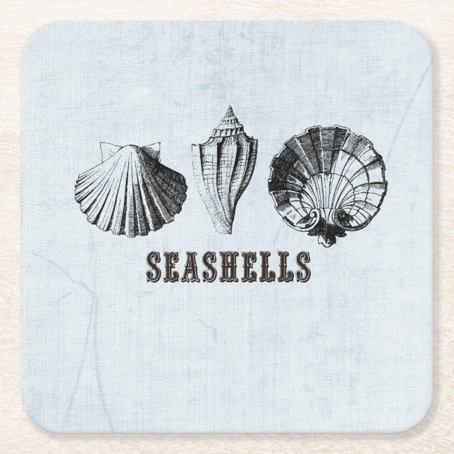 Vintage Seashells Underlägg Papper Kvadrat (Framsidan)