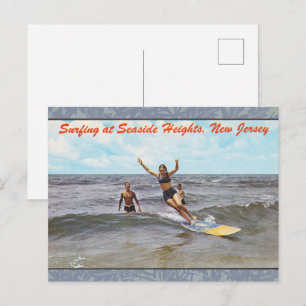 Vintage Seaside Heights New Jersey Surfing Konst Vykort